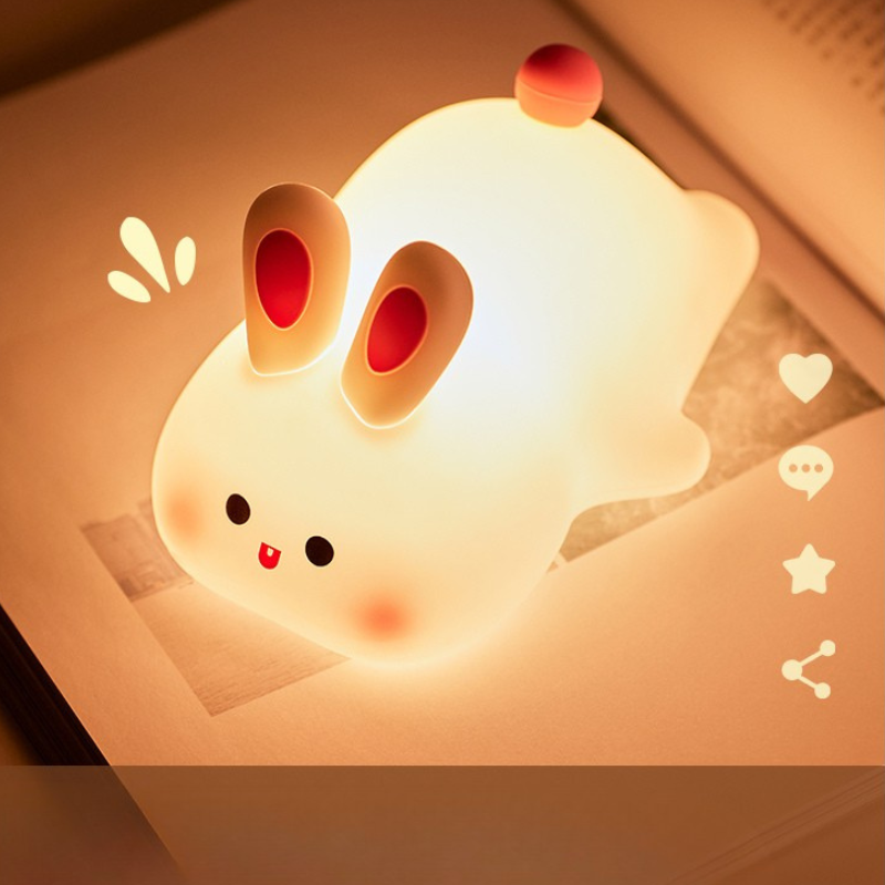 إضائة ليلية من السيليكون الناعم - أرنب بوجه كبير