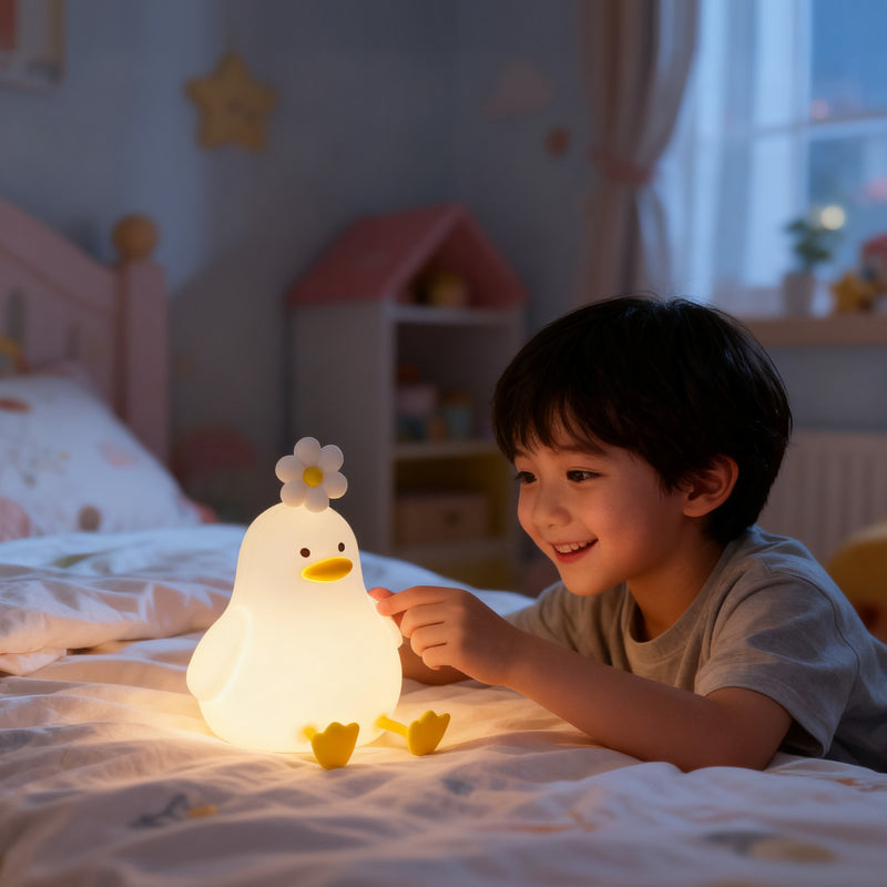 إضائة ليلية من السيليكون الناعم - بطة بوردة