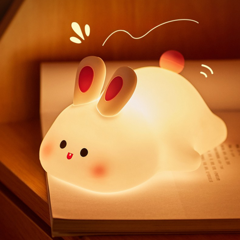 إضائة ليلية من السيليكون الناعم - أرنب بوجه كبير
