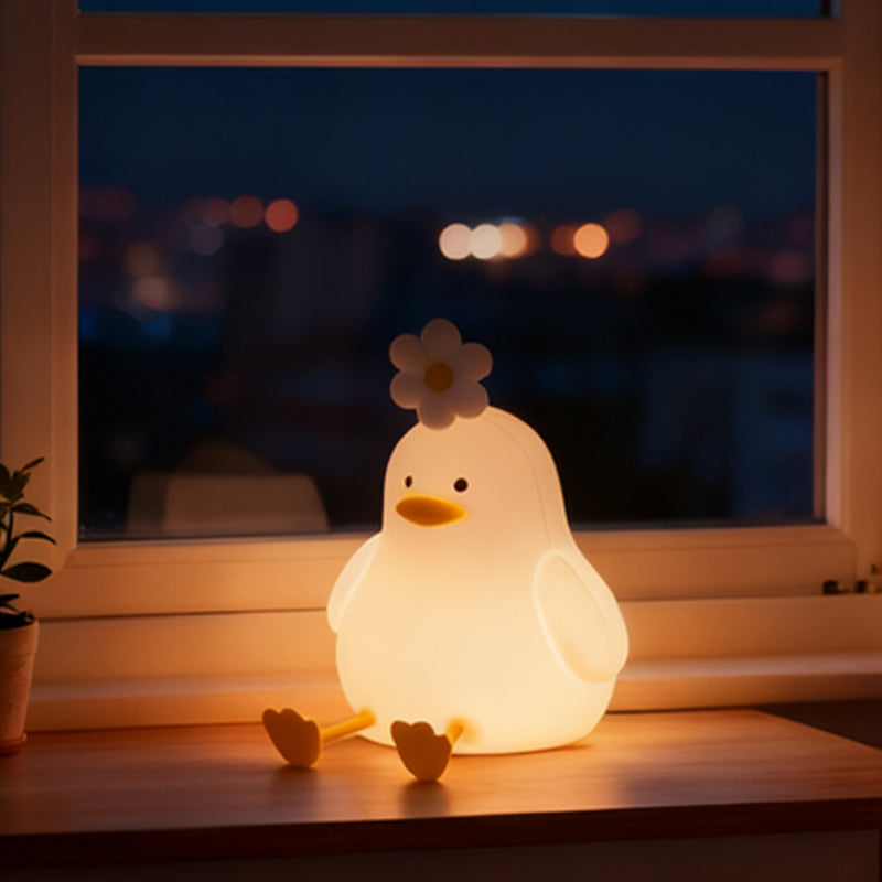 إضائة ليلية من السيليكون الناعم - بطة بوردة