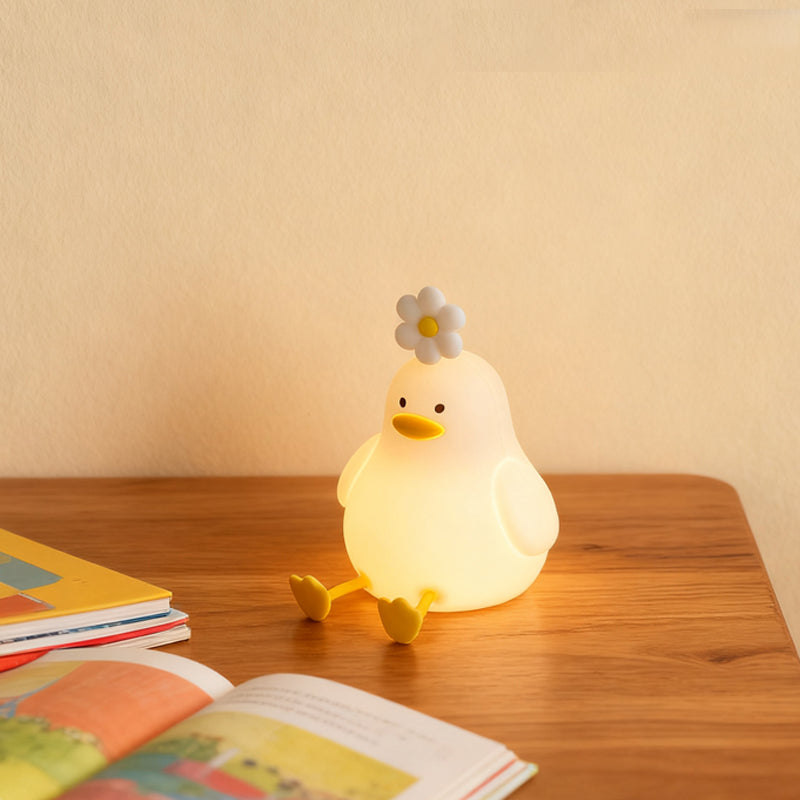 إضائة ليلية من السيليكون الناعم - بطة بوردة