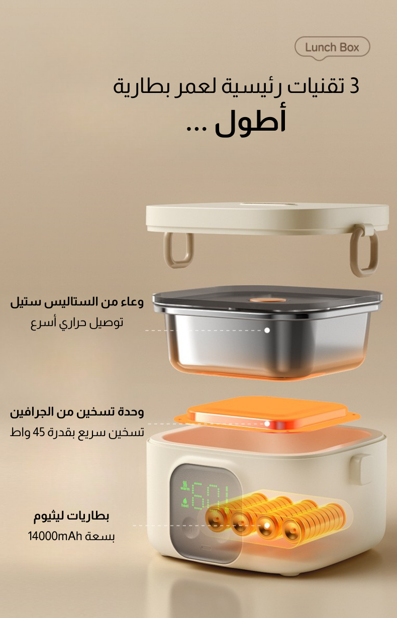 بوكس غداء - Lunch Box - قابل للشحن - للأطفال