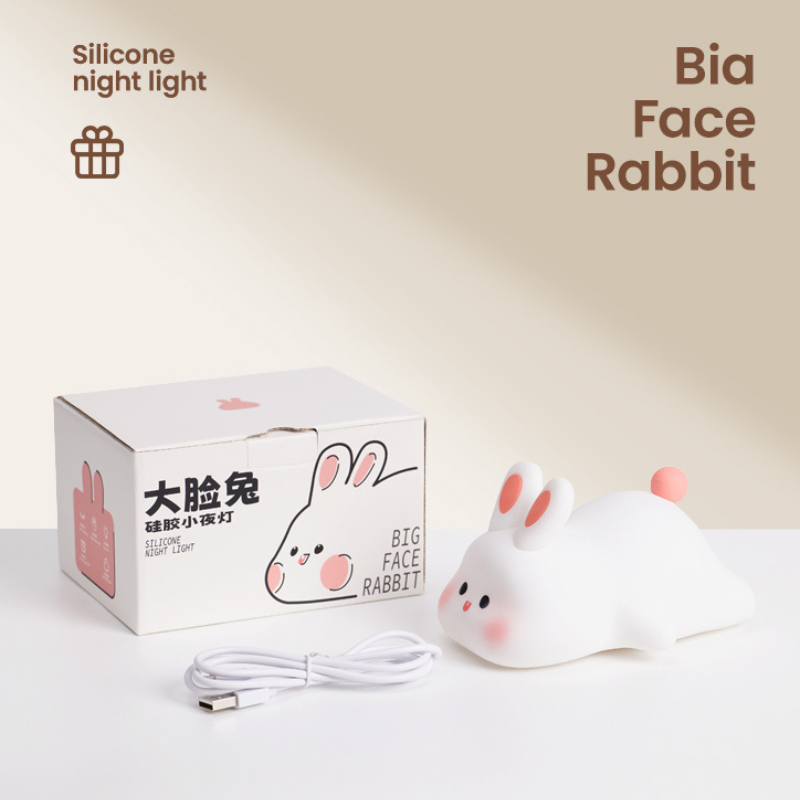 إضائة ليلية من السيليكون الناعم - أرنب بوجه كبير